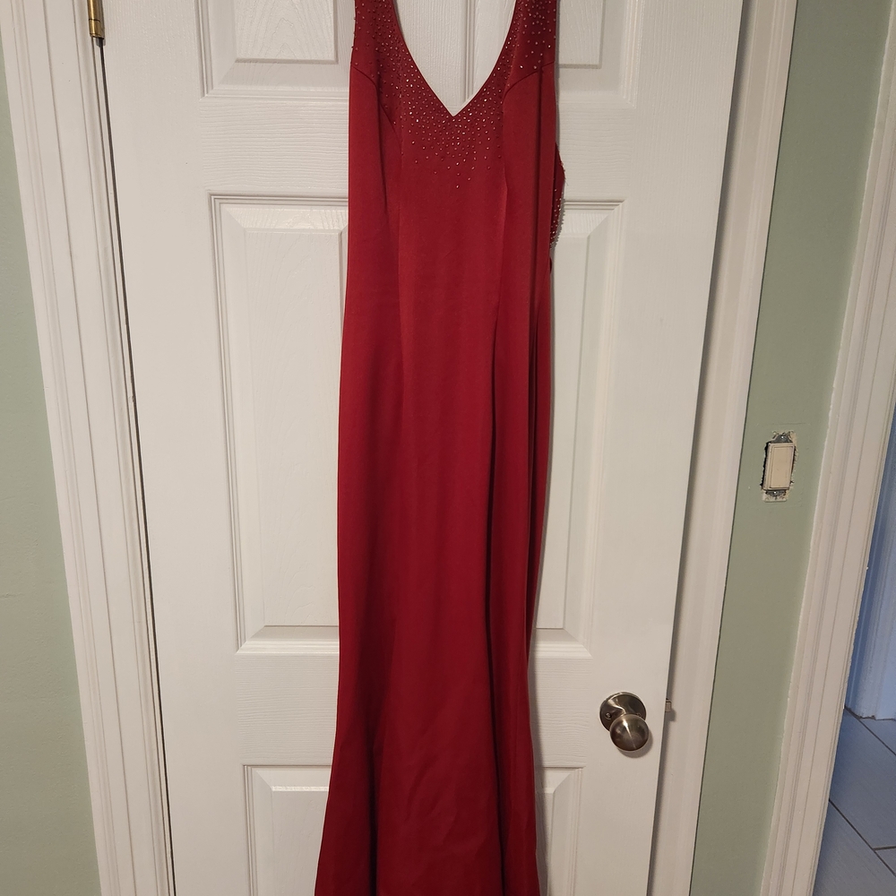Masquerade Red Sleeveless Halter Gown